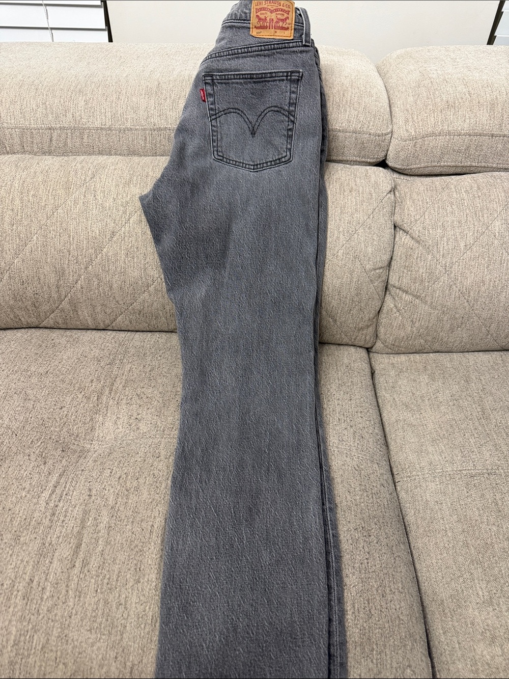 Levi's gray straight leg denim jeans